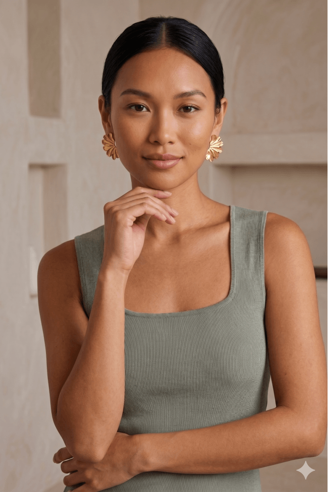 Majique London Rippled Fan Fusion Post Earring
