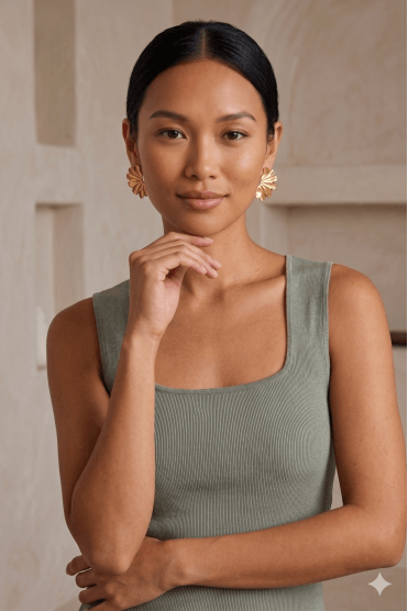 Rippled Fan Fusion Post Earring