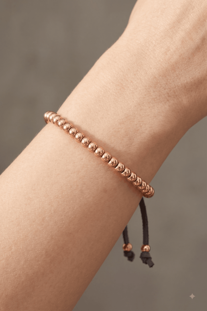 Majique London Rose Gold Beaded Grey Suede Bracelet