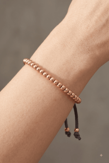 Rose Gold Beaded Grey Suede Bracelet