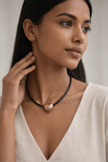 Rose Gold Heart Rubber Necklace