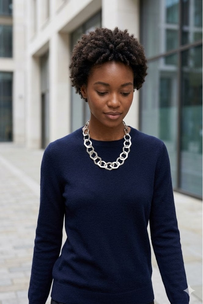 Majique London Sculpted Geo Fusion Link Necklace