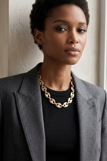 Sculpted Oval Fusion Link Necklace