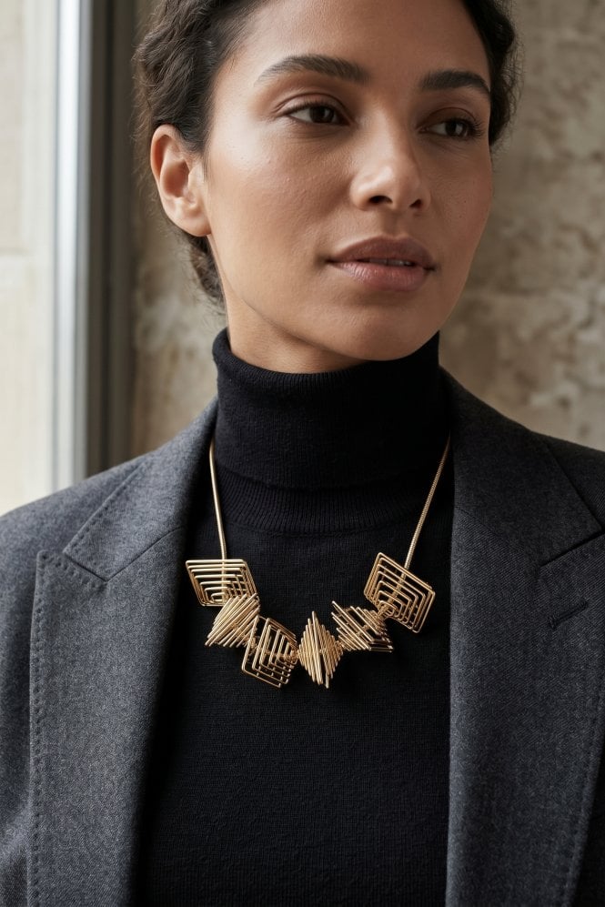 Majique London Sculpted Serpent Chain Necklace With Dimensional Geometric Pendant