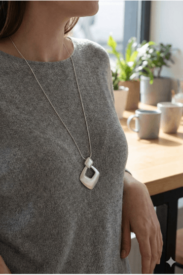 Serpent Link Luxe Necklace with Diamond Facet Pendant
