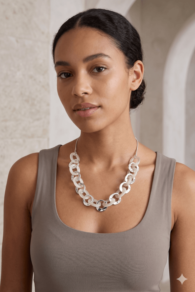 Majique London Serpent Link Necklace with Resin Hoops
