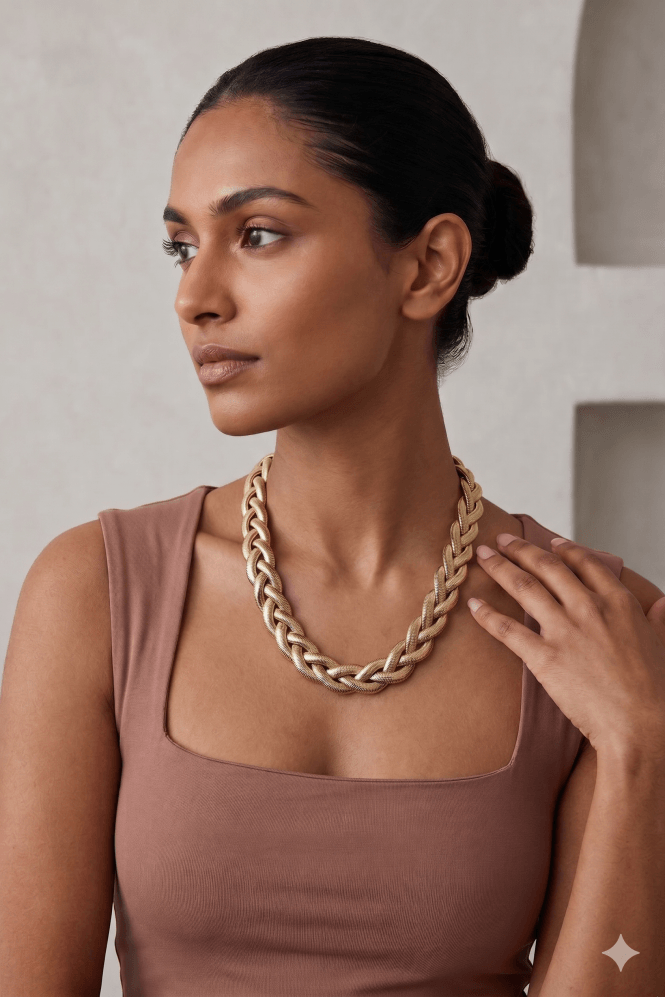 Majique London Serpentine Elegance Braided Herringbone Choker