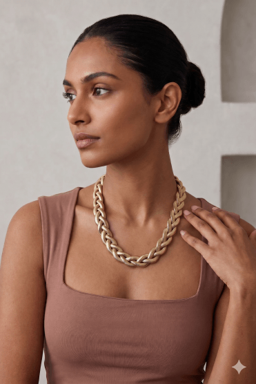 Serpentine Elegance Braided Herringbone Choker