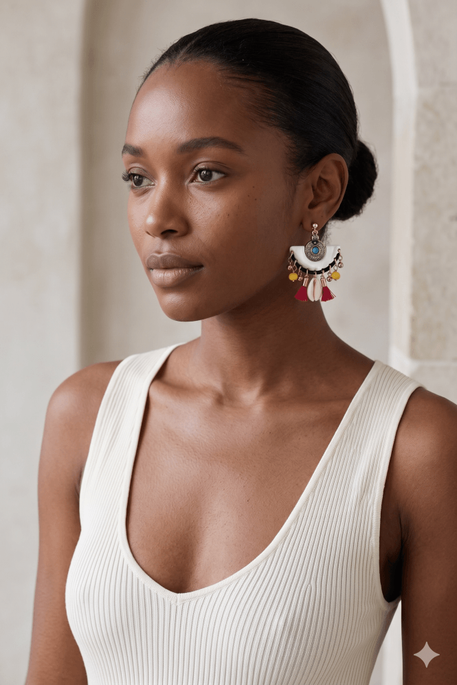 Majique London Shellwave Tassel Earring