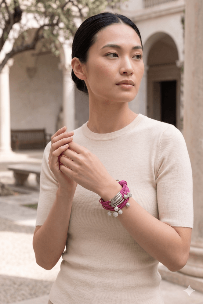 Majique London Shimmering Crystal Ball Cord Bracelet