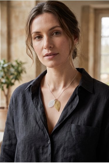 Short Leafy Elegance Duo Necklace