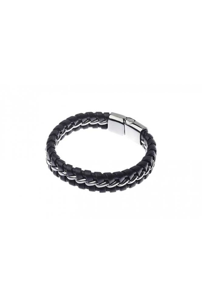 Majique London Silver & Black Braided Luxe Bracelet