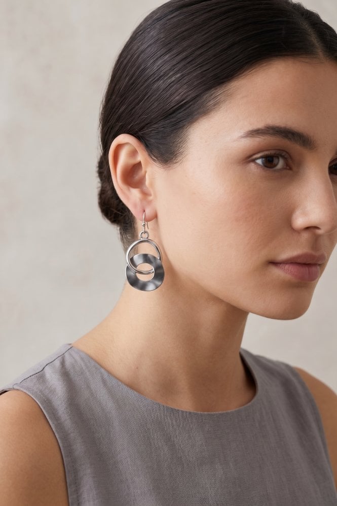 Majique London Silver Circle Drop Dangle Earring