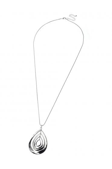 Silver Dripline Teardrop Pendant Necklace
