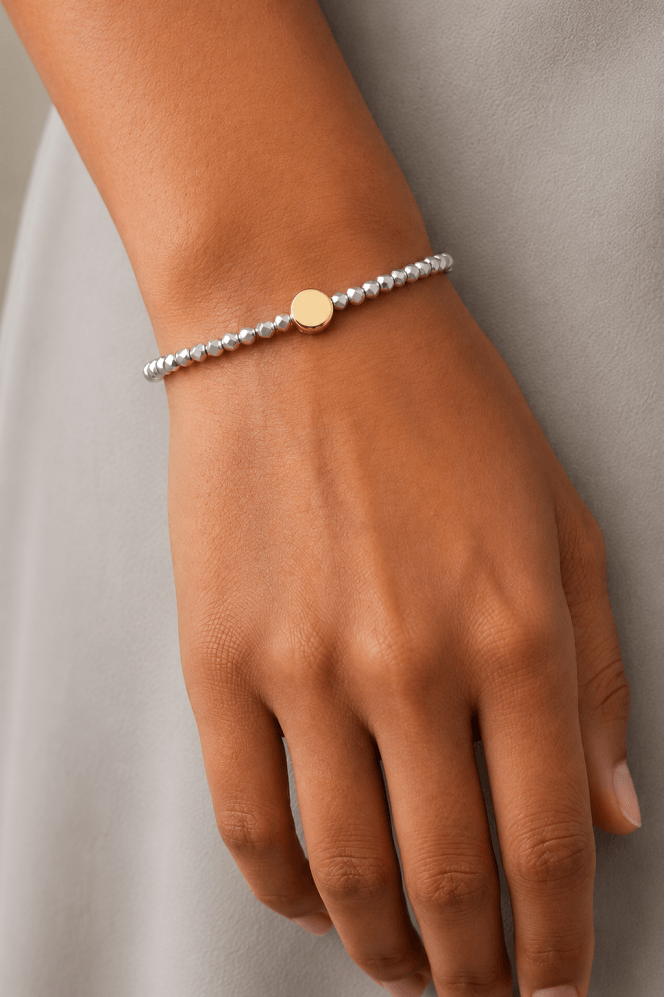 Majique London Silver & Gold Fusion Bead Bracelet