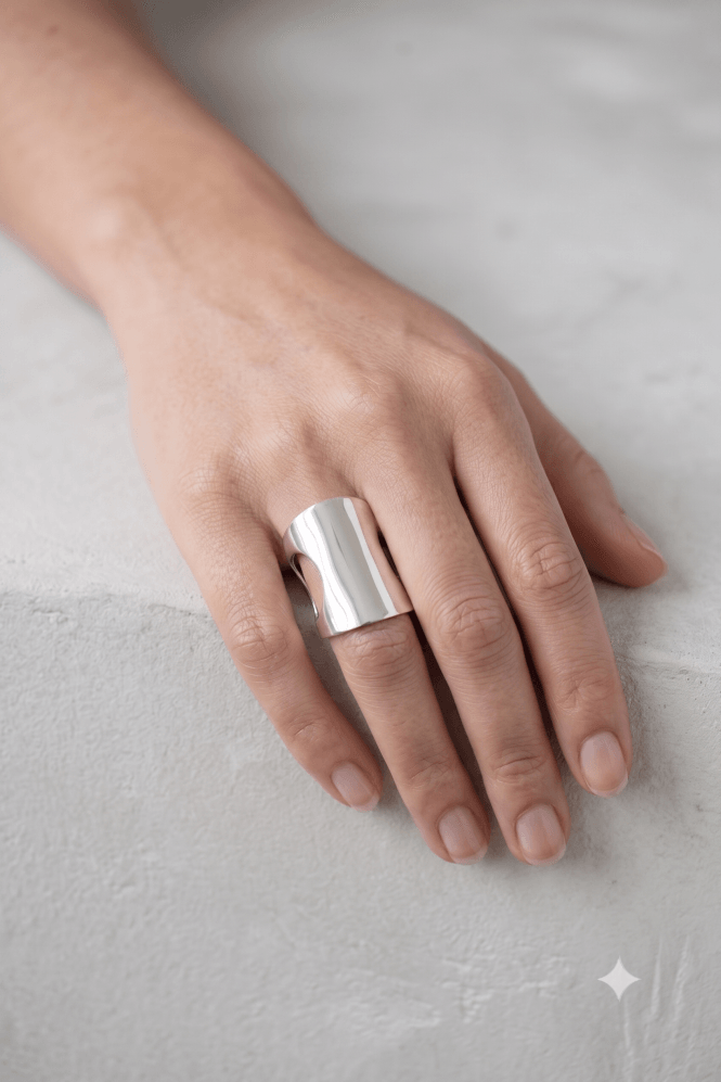 Majique London Silver Luxe Cuff Ring