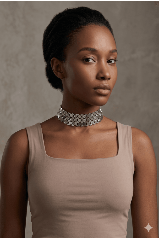 Majique London Silver Luxe Glass Stone Choker