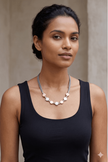 Silver Mist Multi Cord Necklace With Orb Beads