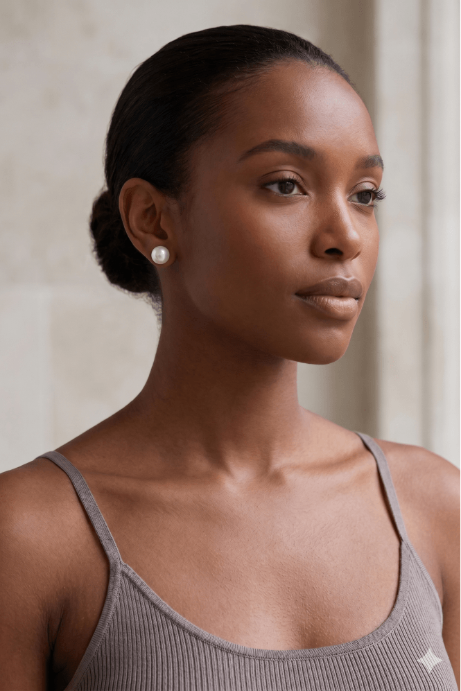 Majique London Silver & Pearl Geometric Duo Stud Earring