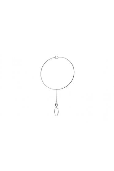 Silver Sleek Wire Choker with Oval Pendant