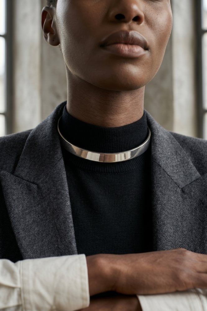 Majique London Silver Statement Choker