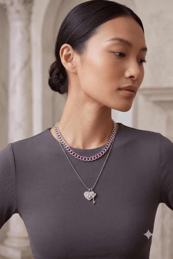 Majique London Silver Wave Link Necklace