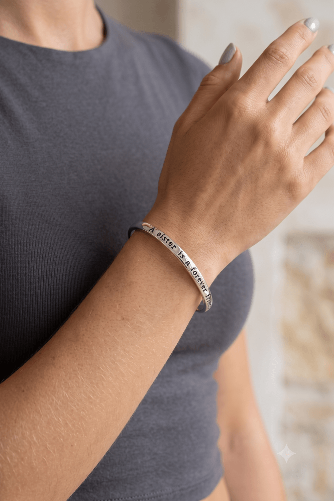 Majique London Sisterhood Forever Silver Bangle