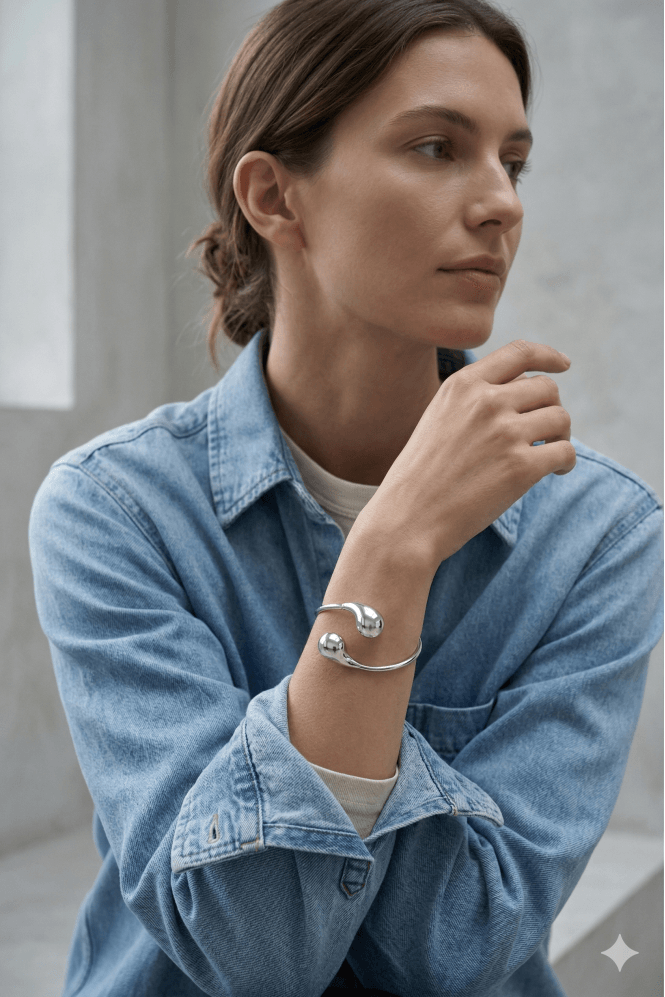 Majique London Sleek Elongated Teardrop Bangle