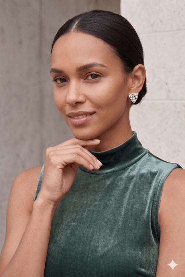 Sleek Fusion Elegance Triangle Earring With Crystals