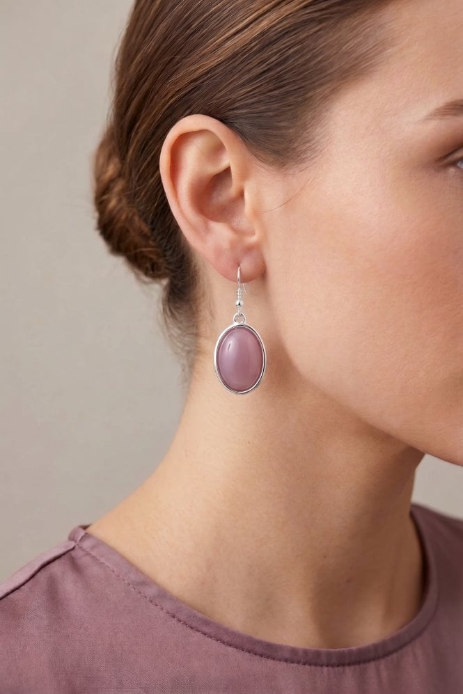 Majique London Sleek Oval Rhodium Hook Earrings