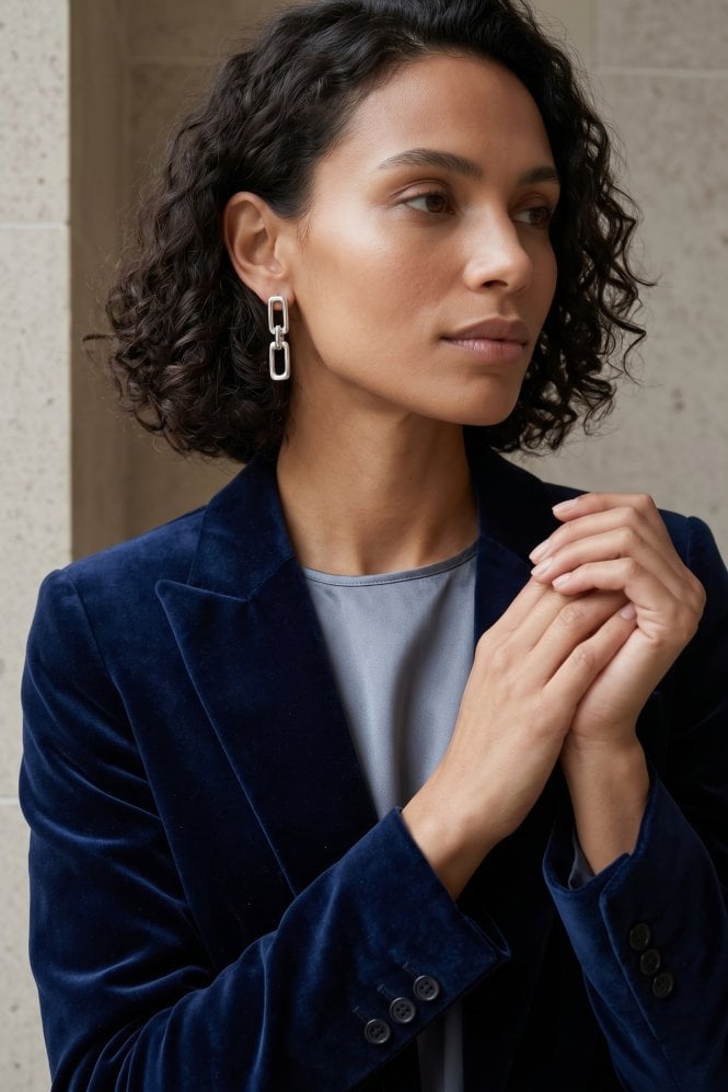 Majique London Sleek Rectangle Fusion Link Earring