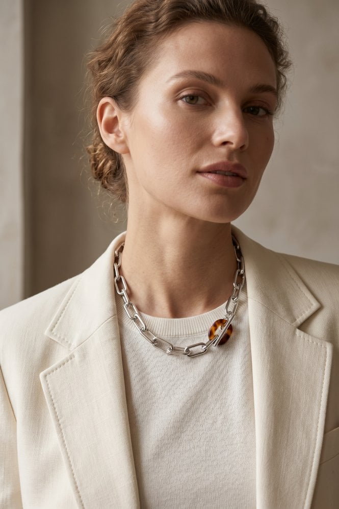 Majique London Sleek Rectangle Fusion Link Necklace