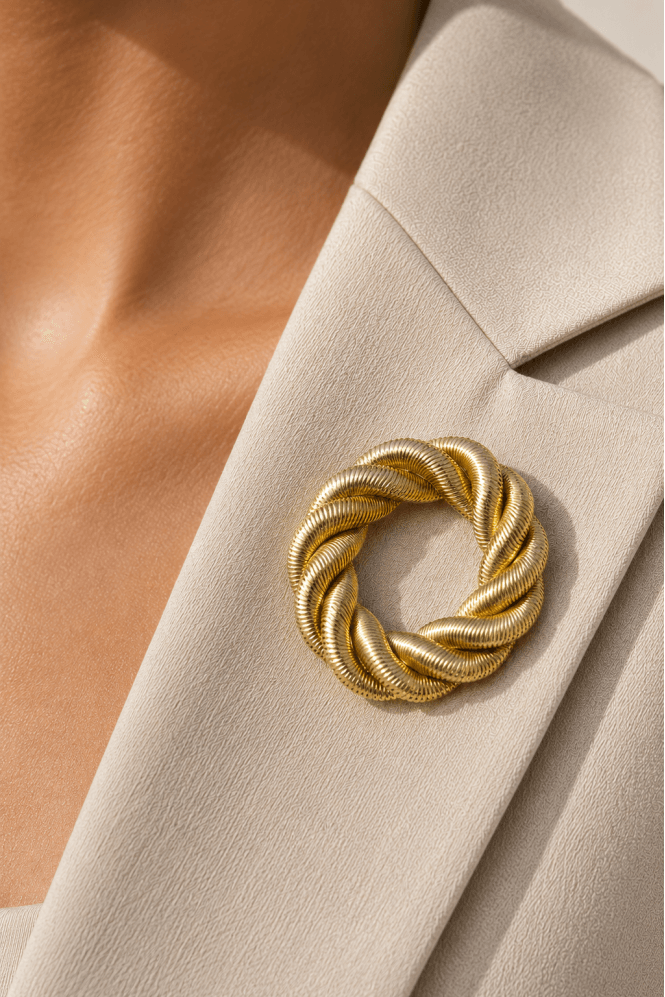 Majique London Sleek Serpent Elegance Round Cutout Brooch