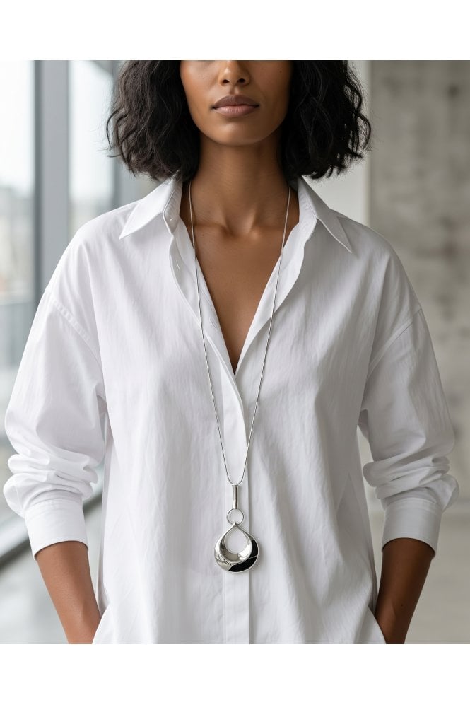 Majique London Sleek Serpentine Chain With Wide Open Tear Drop Pendant