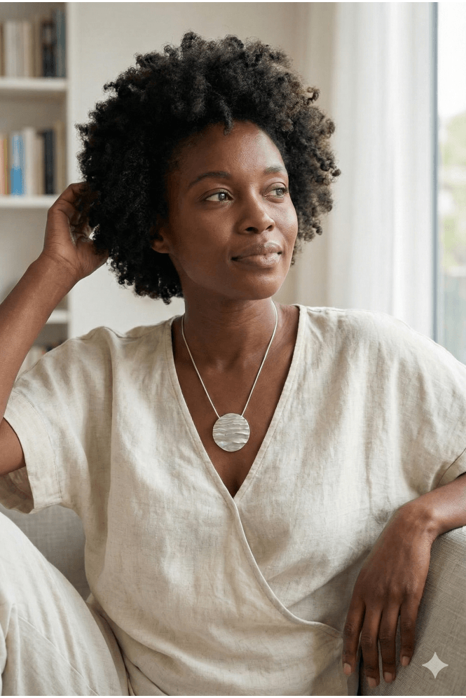 Majique London Sleek Silver Serpent Chain Necklace With Circular Pendant