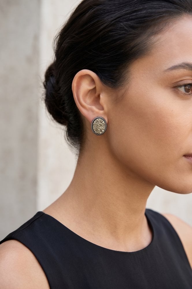 Majique London Smoky Gold Hematite Stud Earring