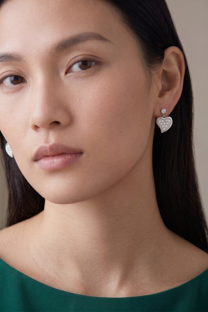 Majique London Sparkling Heart Drop Earring