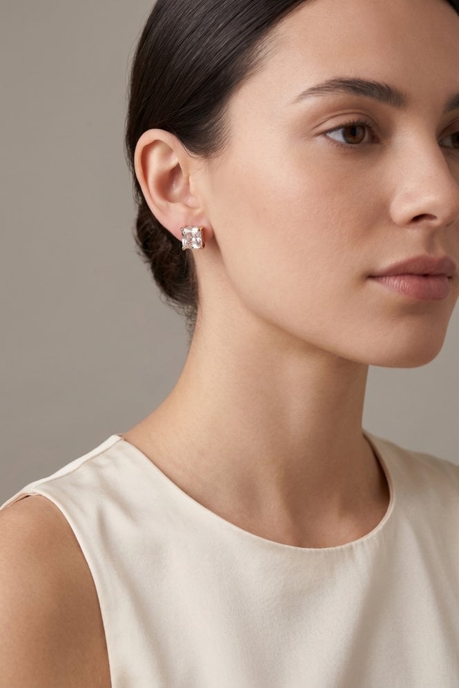 Majique London Square CZ Crystal Post Earring
