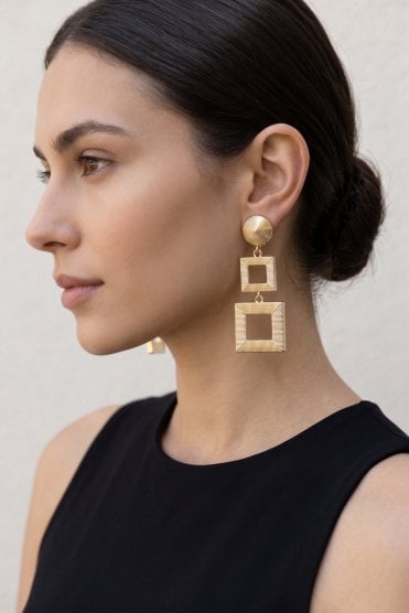 Square Drop Glam Clip On Earring