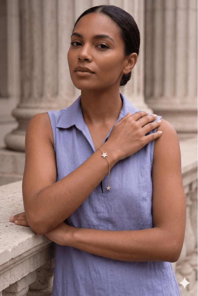 Majique London Starry Crystal Charm Bracelet