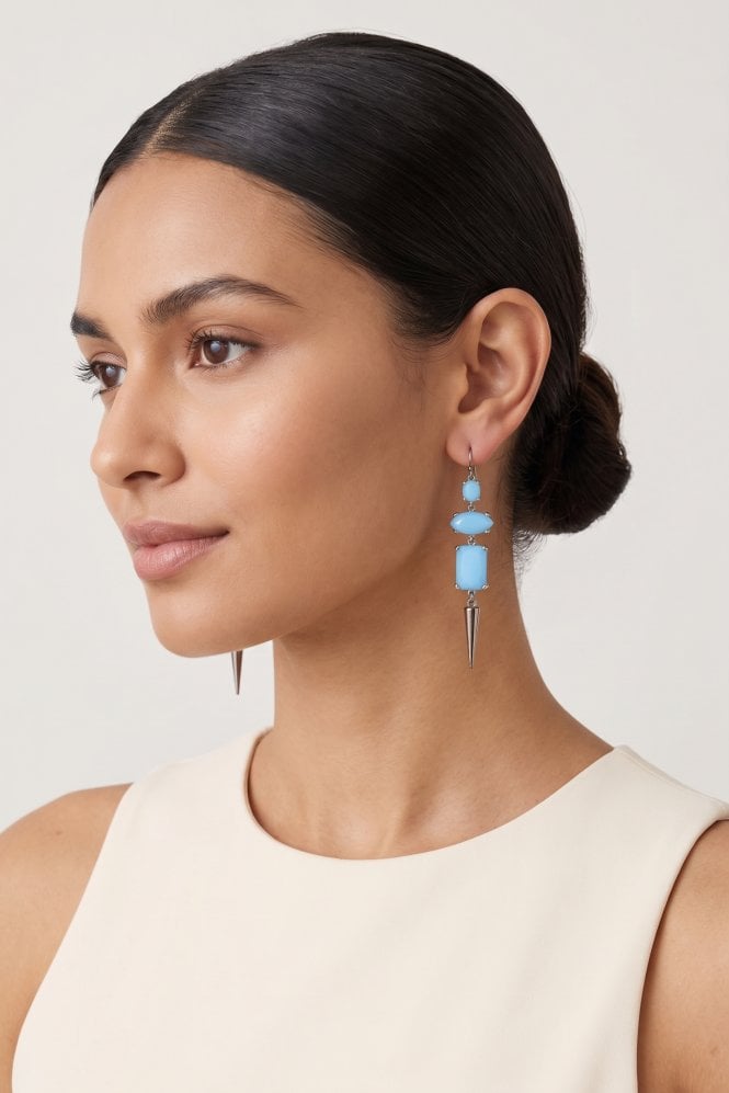 Majique London Stone Accent Fish Hook Drop Earrings