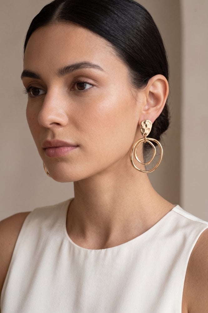 Majique London Stud Earrings with Double Hoop Drop