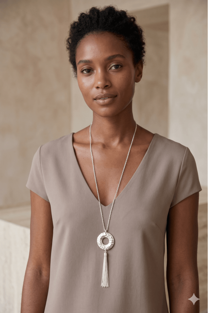 Majique London Tassel & Doughnut Link Necklace