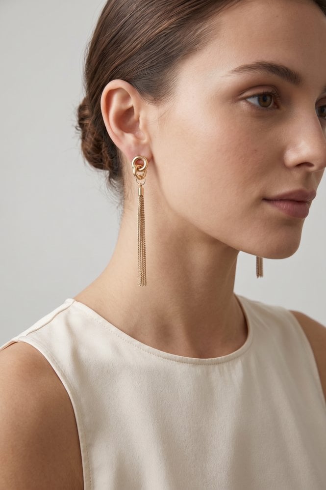 Majique London Tassel Drop Hoop Earring