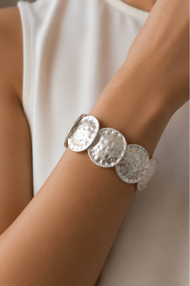 Majique London Textured Disc Stretch Bracelet