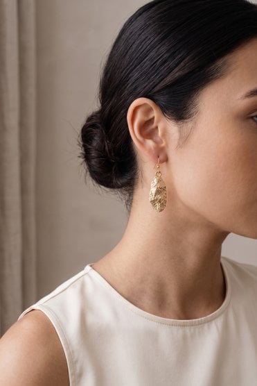 Textured Gold Fish Hook Earring