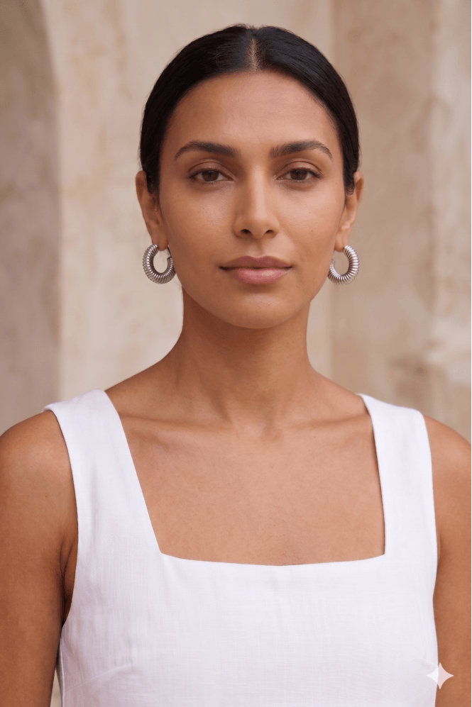 Majique London Textured Hoop Earrings