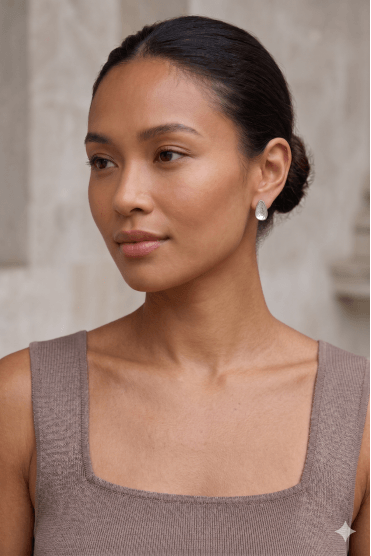 Textured Silver Triangle Stud Earring
