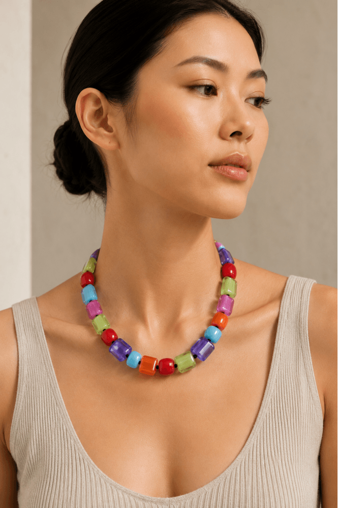 Majique London The Acrylic Cube Statement Collar Necklace