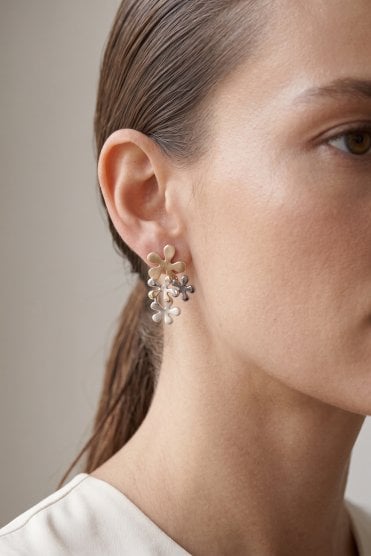 Three Tone Flower Stud Earring
